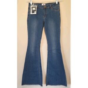 AC for AG Womens Flare Jeans Medium Wash Bell Bottom Raw Hem Size 30 US 10
